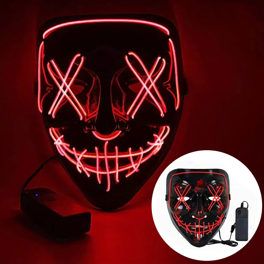 قناع هالوين نيون LED للبالغين  - مراجعة Led Purge Mask Halloween وسعره
