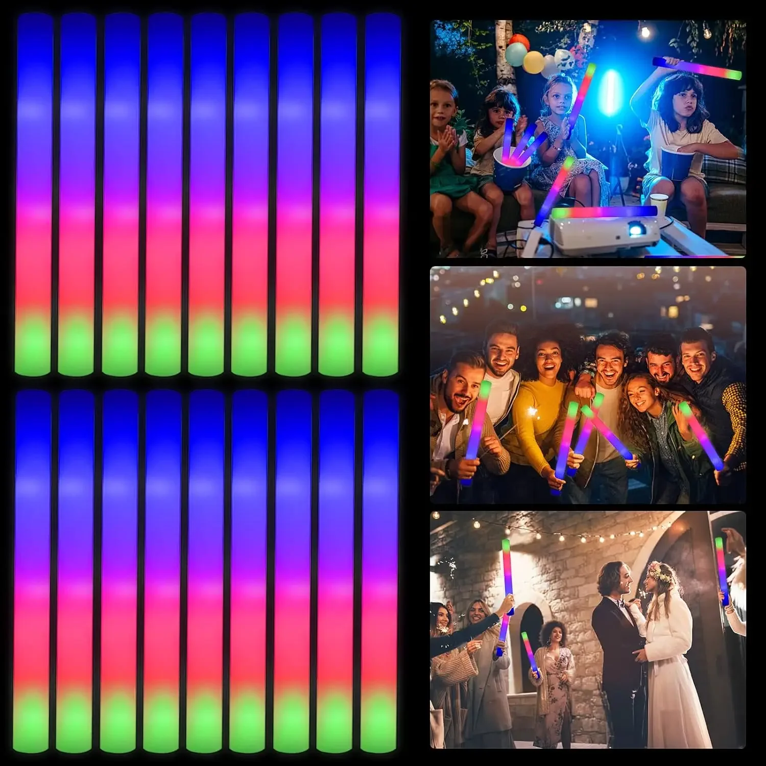 2Z-50 قطعة من عصي الإضاءة الرغ - مراجعة Flashing Led Foam Sticks Party وسعره
